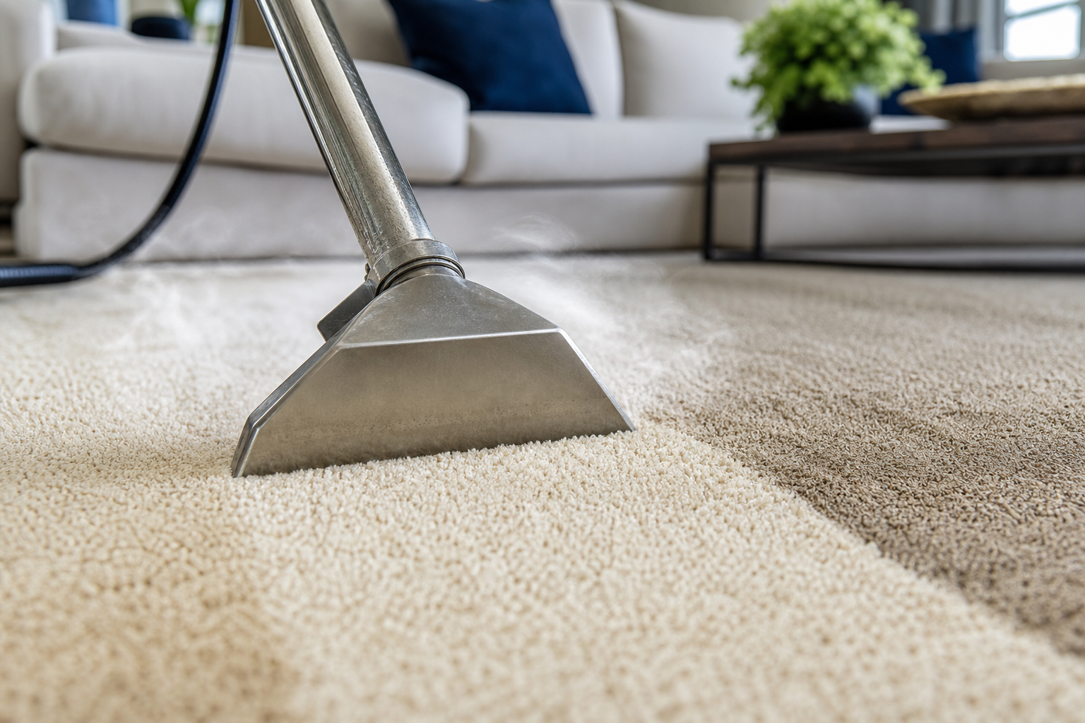 Carpet extraction wand lifting dirt from carpet fibres